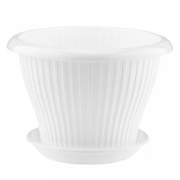 Горшок для цветов пластмассовый "Гамма плюс" 1,6л, д17см, h12,5см, белый (Россия)