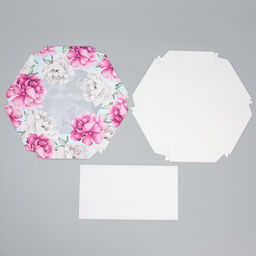 Цена за 5 шт. Коробка кондитерская, упаковка, «Пионы», 23 х 23х 4 см