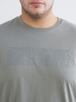 B?y?k Beden Bisiklet Yaka Bask?l? Erkek Ti??rt