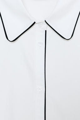 POPLIN SHIRT WITH CONTRAST PIPING - Zara фото 8