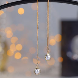 Серьги с жемчугом Цепочки ласка, цвет МИКС