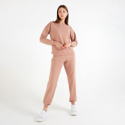 Костюм женский (свитшот, брюки) MINAKU: Casual Collection, размер 52, цвет песочный