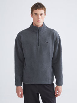 Dik Yaka Uzun Kollu Polar Erkek Sweatshirt