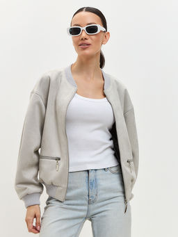 Бомбер из замши OD-868-1 серый OD-868-1 - Tantino фото 12