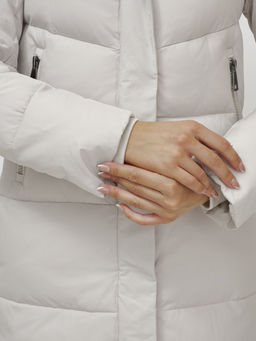 Пальто зимнее MTFORCE 9636_1B женское утепленное стеганное бежевое  фото 11