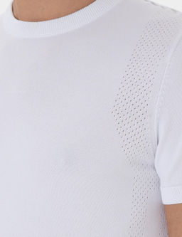 Beyaz Slim Fit Bisiklet Yaka Triko T-shirt