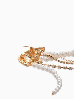 Брошь «Медуза», цвет белый в золоте