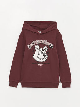 Kap??onlu Bask?l? Uzun Kollu Erkek ?ocuk Ti??rt