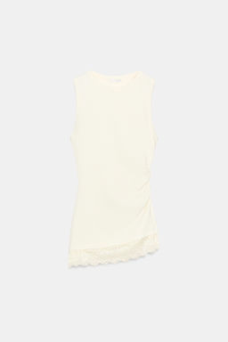 TOP DRAPEADO ENCAJE / Blanco roto - Zara фото 4