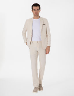 Ekru Slim Fit Tak_m Elbise