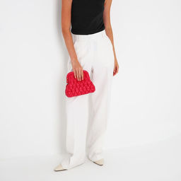 Сумка женская на фермуаре, малиновая