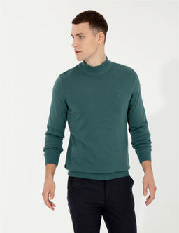 Ye_il Slim Fit Yar_m Bal_k__ Yaka Basic Triko Kazak - Pierre cardin фото 2
