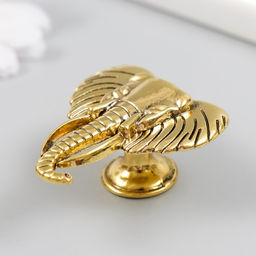 Ручка для шкатулки металл «Голова слона», состаренное золото, 4.5×4.2 см