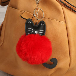 Цена за 12 шт. Брелок для ключей на кольце Пушистик. Котик с красным пузиком, на сумку, рюкзак, 12.5?8?8 см