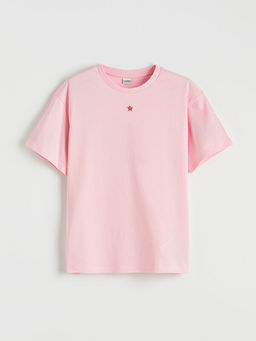 Bisiklet Yaka Nak?? Detayl? K?z ?ocuk Ti??rt