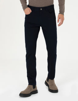 Lacivert Slim Fit Kanvas Pantolon