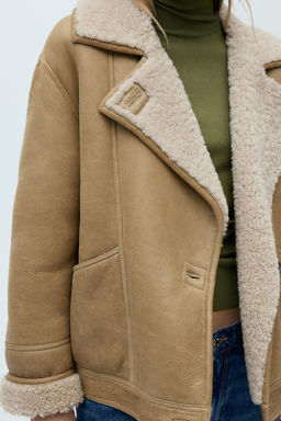 100% LEATHER DOUBLE-FACED SHORT COAT - Zara фото 4