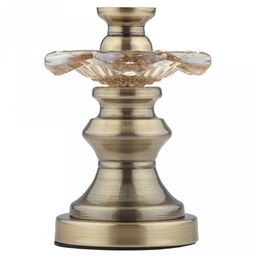 Подсвечник стеклянный "Нарцисс" h13см, д10см, чаша д3,3см, h4см, нескользящее основание д8см, металлическая ножка, бронзовый, в коробке (Китай)