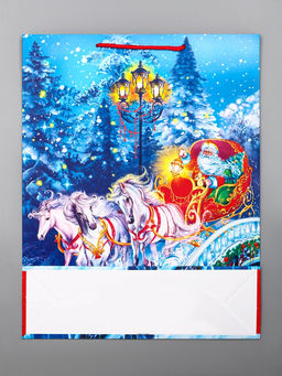 Цена за 2 шт. Пакет подарочный новогодний ламинированный, Везем подарки , 33?10?42.5 см - Simaland фото 4