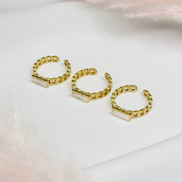 Кольцо регулируемое из хирургической стали с Перламутром 16,5-17,5 р