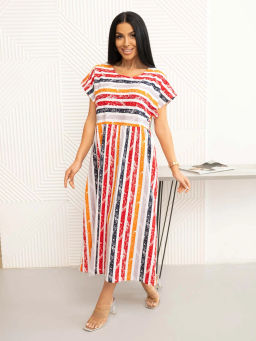 Платье женское, цвет красный оранжевый белый