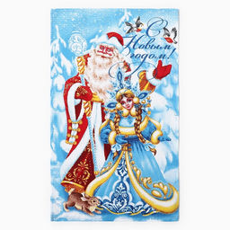 Набор новогодних полотенец Доляна С новым годом 35х60см-3штуки,100% хлопок, вафельное полотно 162г/м2 фото 6