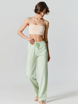 Брюки домашние женские зеленые в полоску