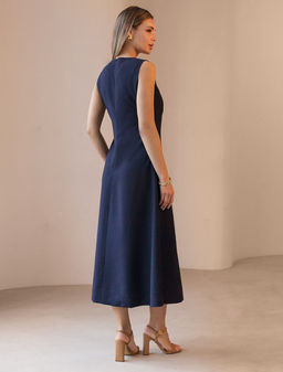 Платье Vilatte из лиоцелла с полиэстером темно-синий  фото 4