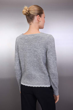 Gri Dantel Garnili Detayl? Triko H?rka TWOAW26HI00211 - Trendyolmilla фото 4