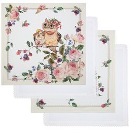 НАБОР САЛФЕТОК ИЗ 4-Х ШТ СОВУШКИ.ВИНТАЖ,40Х40СМ, 100