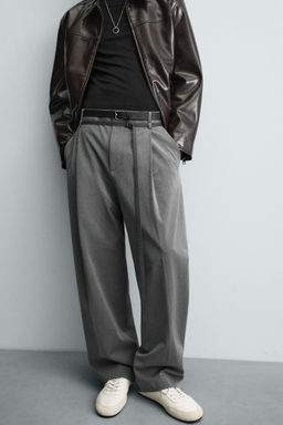 PANTAL?N BALLOON PLIEGUES CINTUR?N / Gris - Zara фото 6