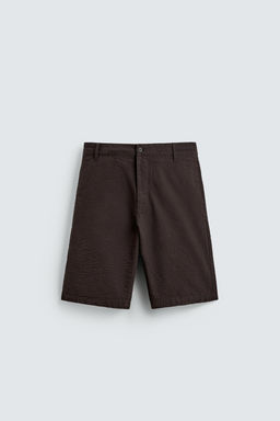 BERMUDA REGULAR FIT SEERSUCKER / Marr?n oscuro - Zara фото 7