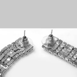 Серьги висячие со стразами Водопад мини квадрат, 5 нитей, цвет белый в серебре, 19,5см - Queen fair фото 3