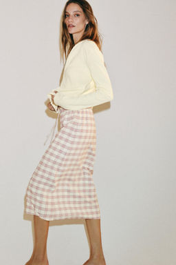 FALDA MIDI CUADROS ZW COLLECTION / Multicolor - Zara фото 3