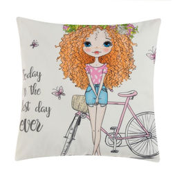 Наволочка декоративная Этель Девичьи историиПрогулка 40х40 см, велюр