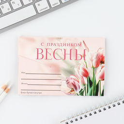 Цена за 3 шт. Блок бумаги 30 листов в конверте С праздником весны