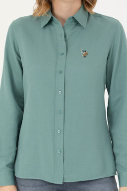 Женская мятная базовая рубашка с длинным рукавом - U.s. polo assn фото 20