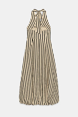VESTIDO MIDI GLOBO RAYAS / Crudo / Negro - Zara фото 8