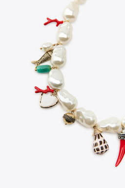 FAUX PEARL CHARM NECKLACE - Zara фото 3