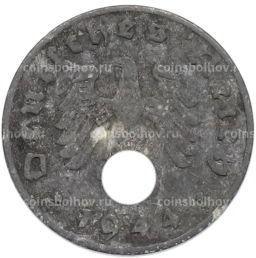 Монета 1 рейхспфенниг 1944 года A Германия