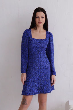 Платье с вырезом каре синее - Martichelli фото 8