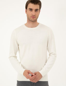 Ekru Slim Fit Bisiklet Yaka Basic Triko Kazak - Pierre cardin фото 3