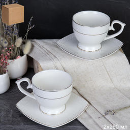 Чайный набор 4 предмета 260 мл на ножке картон / GA2- 4 ПР / костяной фарфор