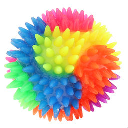 Пэт тойс (Pet toys) Игрушка для собаки Мяч с шипами д7,5см h7,5см, ПВХ, светящаяся, радужный, на картоне (Китай)