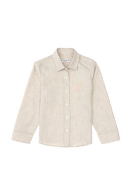 Рубашка с длинным рукавом цвета экрю для девочки Неожиданная скидка в корзине - U.s. polo assn фото 2