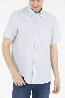 U. S. Polo Assn / Мужская синяя рубашка с коротким рукавом - U.s. polo assn фото 6