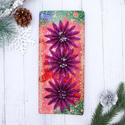 Ёлочные игрушки 3 шт. Зимнее волшебство. Пышный цветок пластик,10 см, фиолетовый фото 4