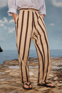 LIMITED EDITION STRIPED RELAXED FIT TROUSERS - Zara фото 3