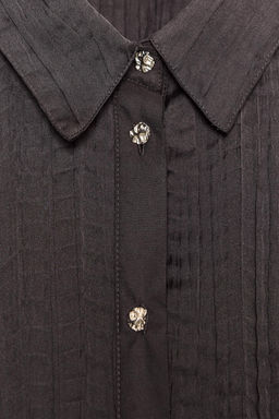 CRINKLE-EFFECT SATIN OVERSIZE SHIRT - Zara фото 9