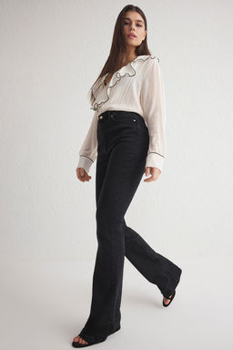 TRENDYOLMILLA Koyu Mavi Yuksek Bel Flare Jeans TWOSS25JE00109  фото 14